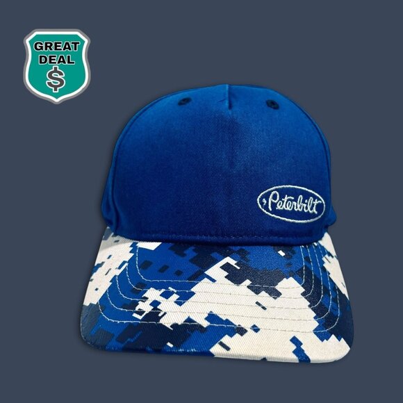 Peterbilt Youth Blue Baseball Cap With Digital Camo Brim Adjustable Pre-Owned - Picture 1 of 11